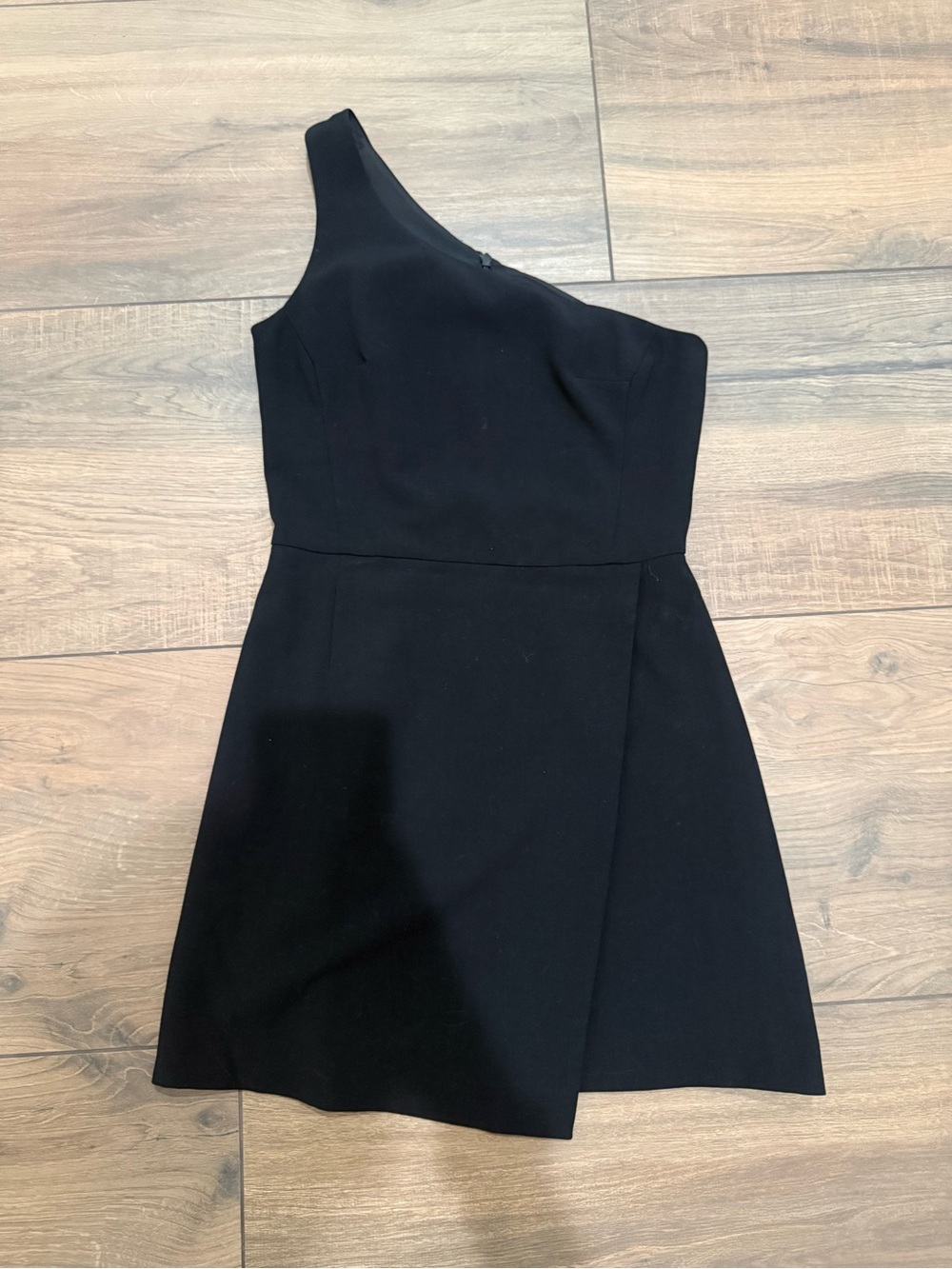 French Connection Black One-Shoulder Mini Dress with Asymmetric Skirt